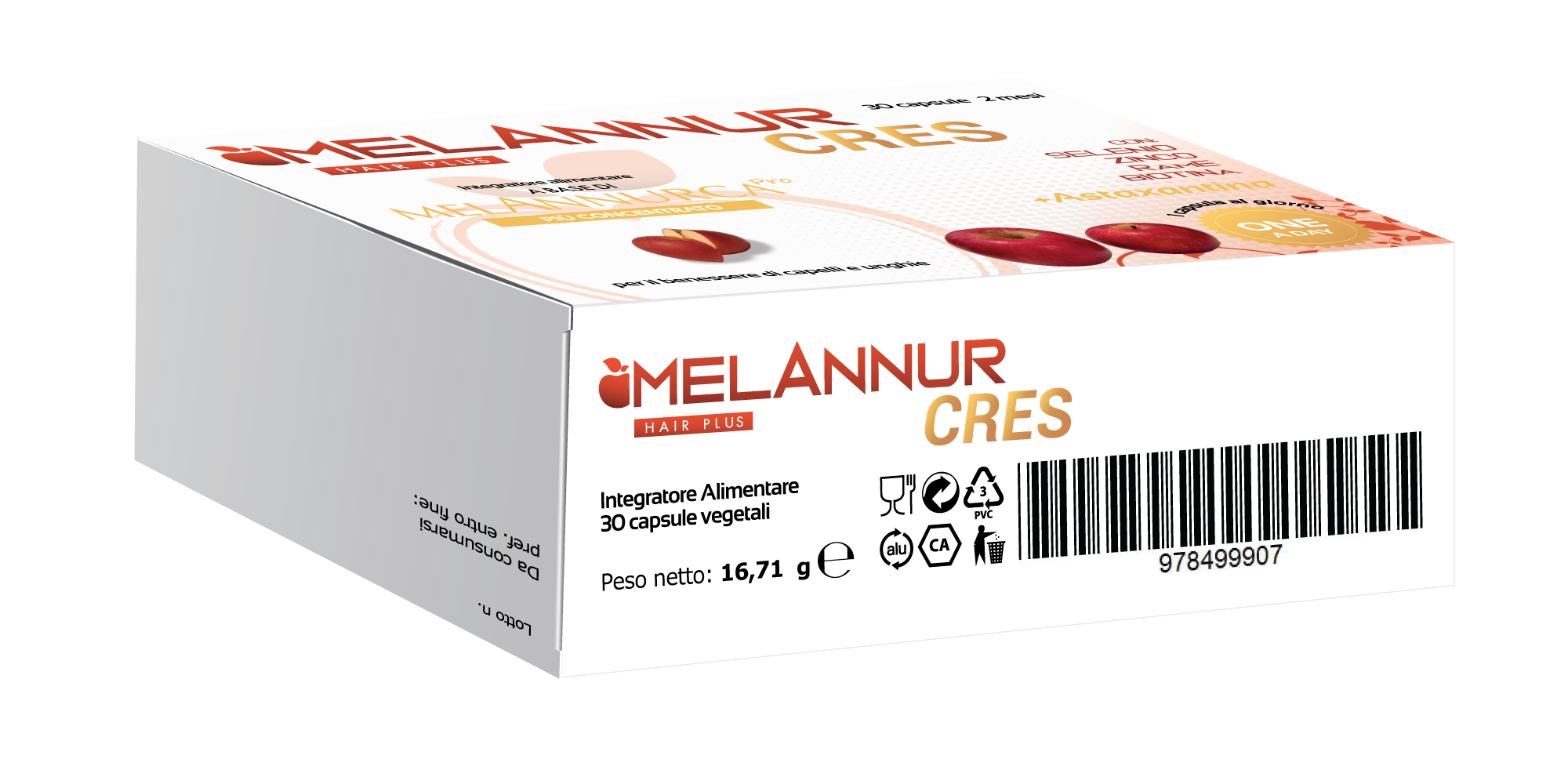 Confezione MelannurCres 30 capsule, vista retro