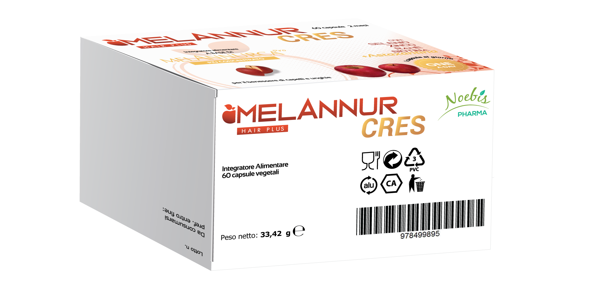 Confezione MelannurCres 60 capsule, vista retro